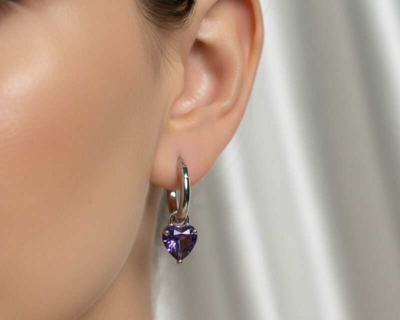 Boucles d'oreilles Elyra Coeur violet