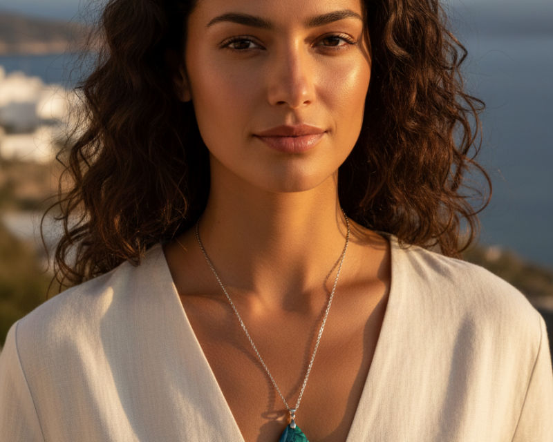 Collier "Bleu Lagon" en Chrysocolle Naturelle