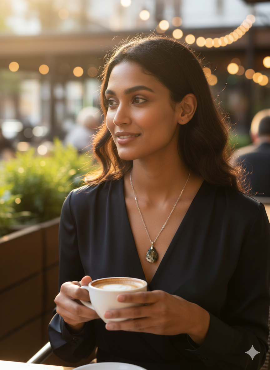 Pendentif Agate Mousse Naturelle – Collier en Pierre Authentique Vert et Beige – Image 3