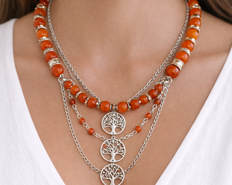 Énergie Solaire – Collier Cornaline