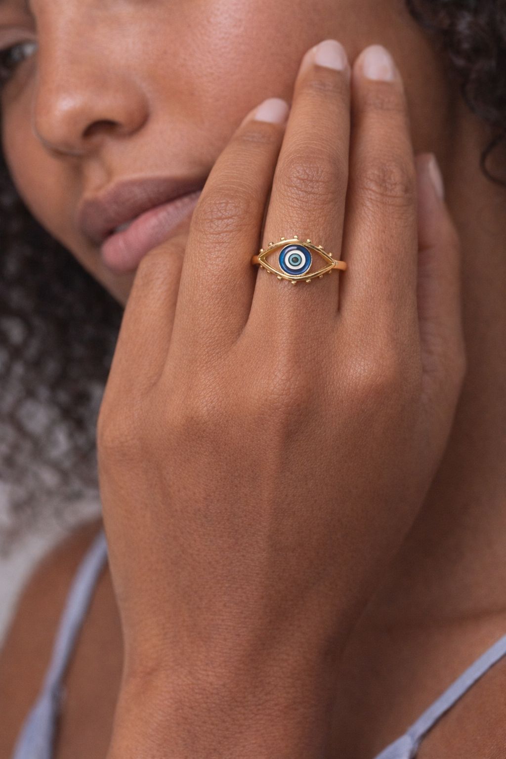 Bague Oeil Argent Doré 925 | Bijou Protection ajustable – Image 3