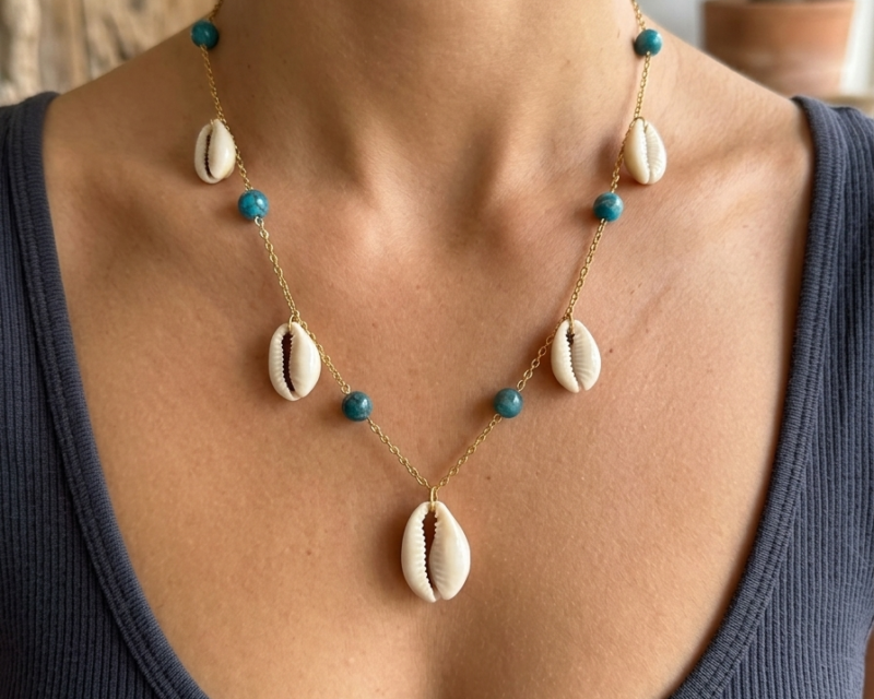 Collier "L"apatite marine"