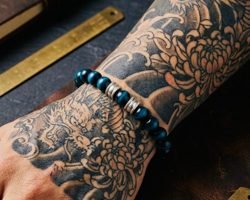 Bracelet en Œil de Tigre Bleu – Bleu Astral