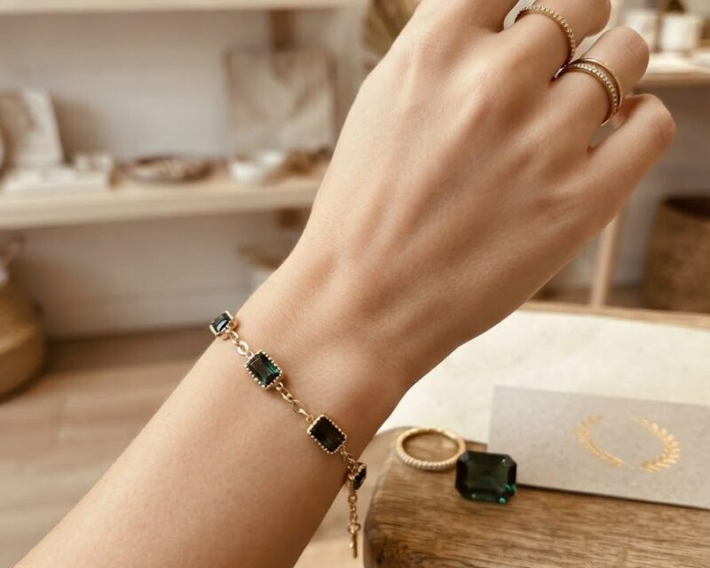 Bracelet Égypte Vert & Or – Acier Inoxydable